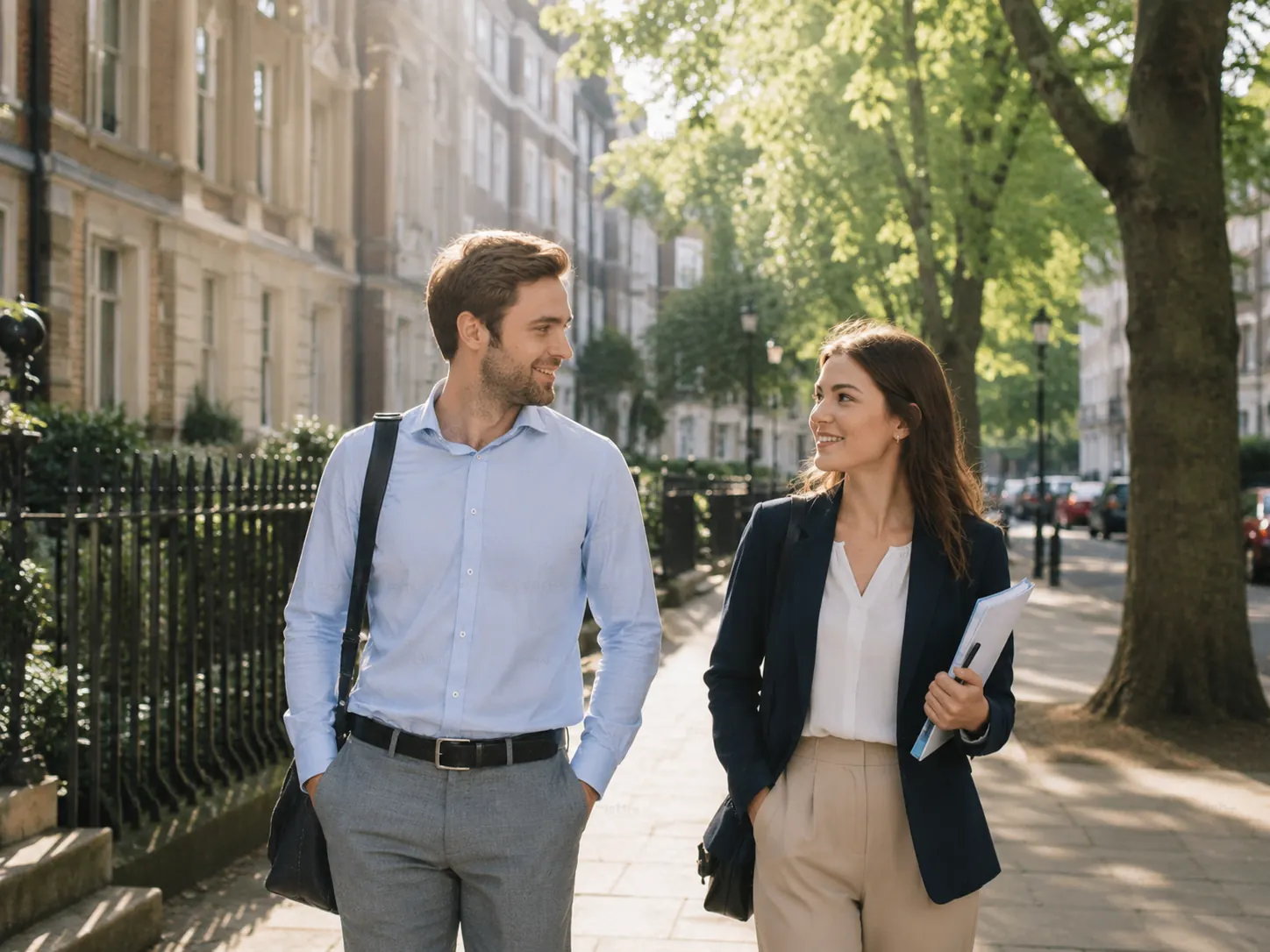 Dos estudiantes caminando por Londres tras preparar una certificación de inglés online