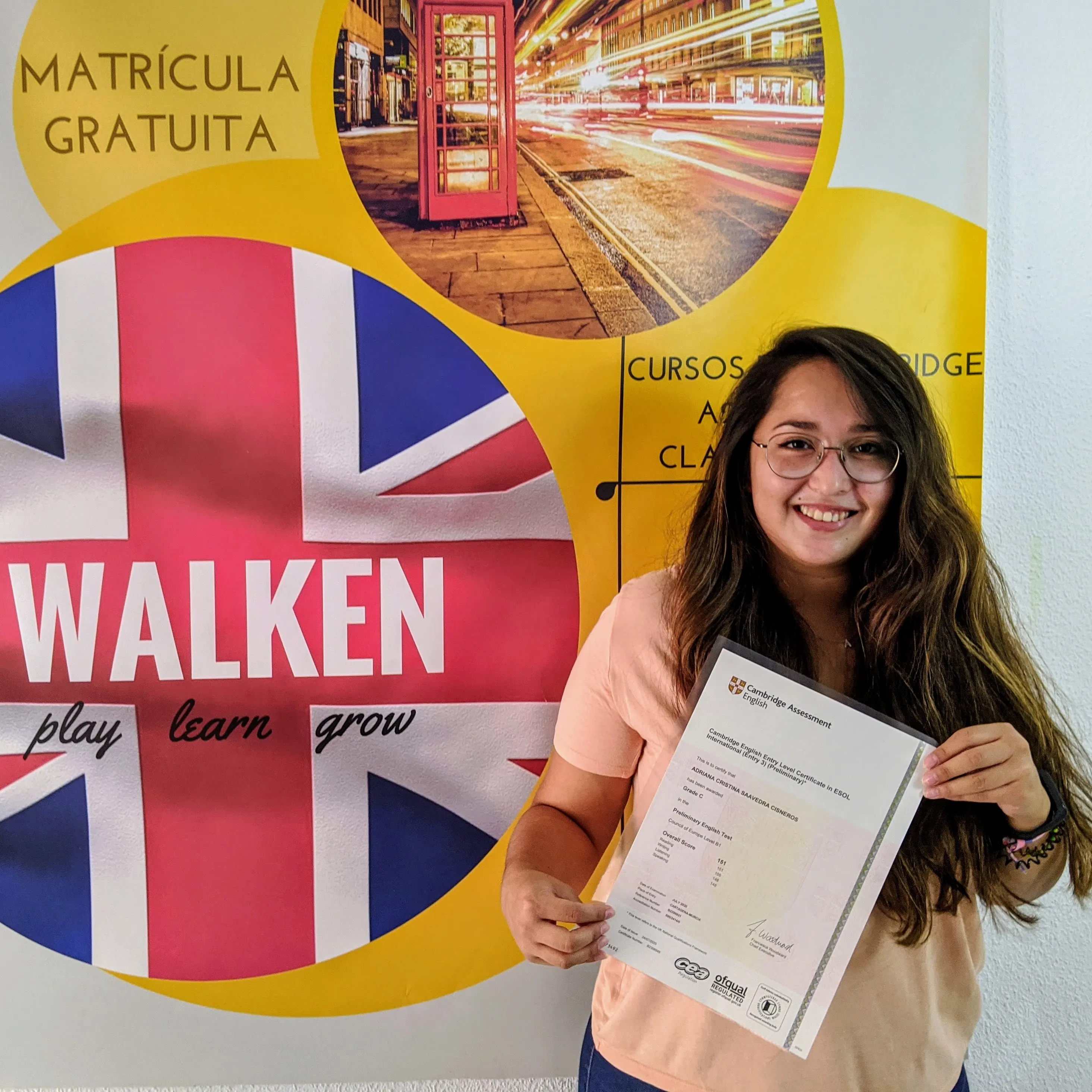 Adriana, alumna certificada Cambridge B1